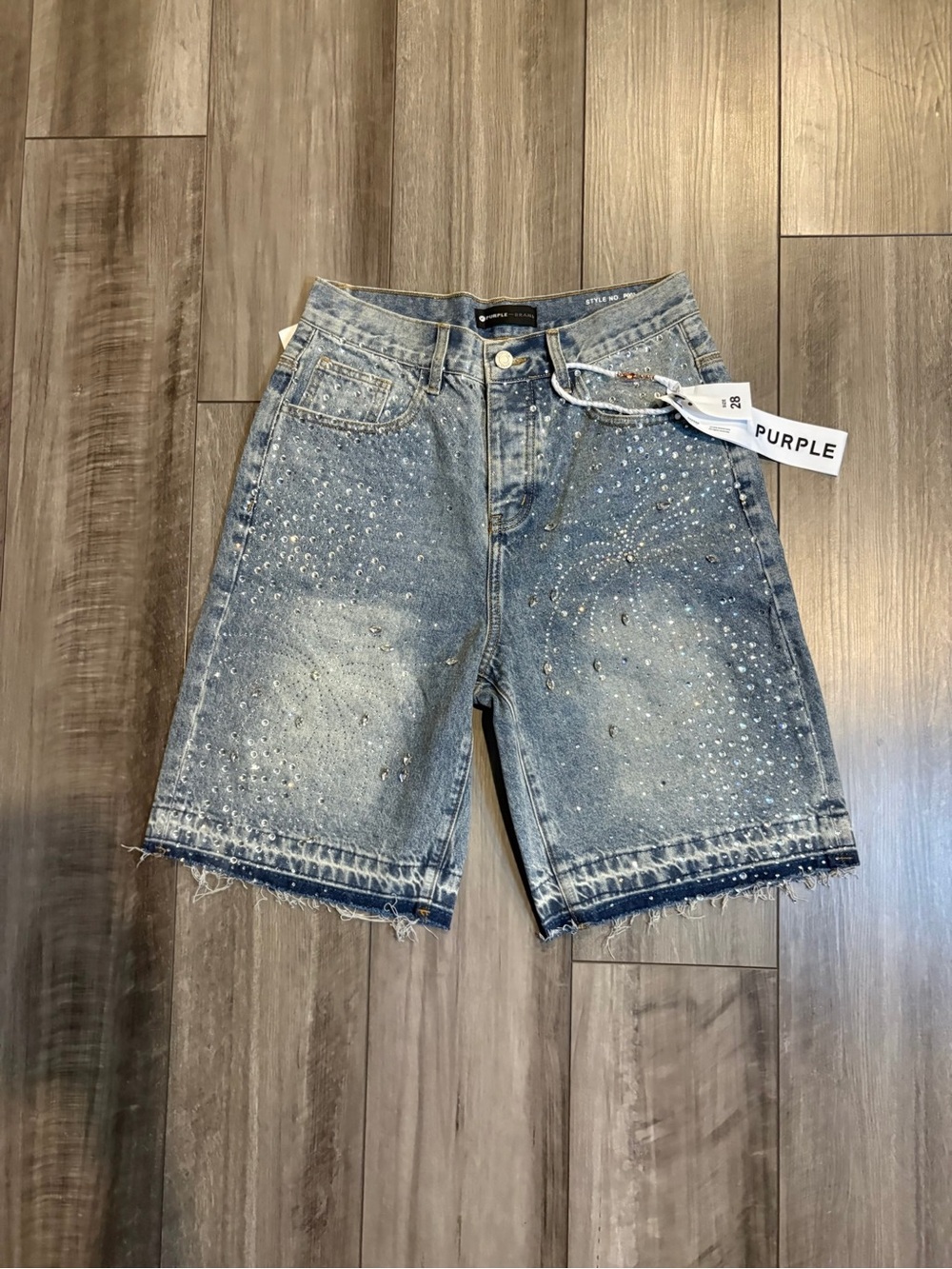 Purple Brand Shorts with rhinestones